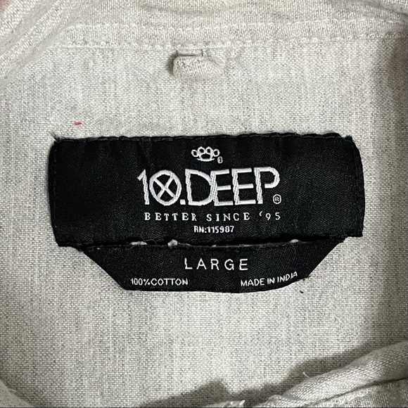 10.Deep Size L Grey Long Sleeve Button Down Shirt - Picture 6 of 9